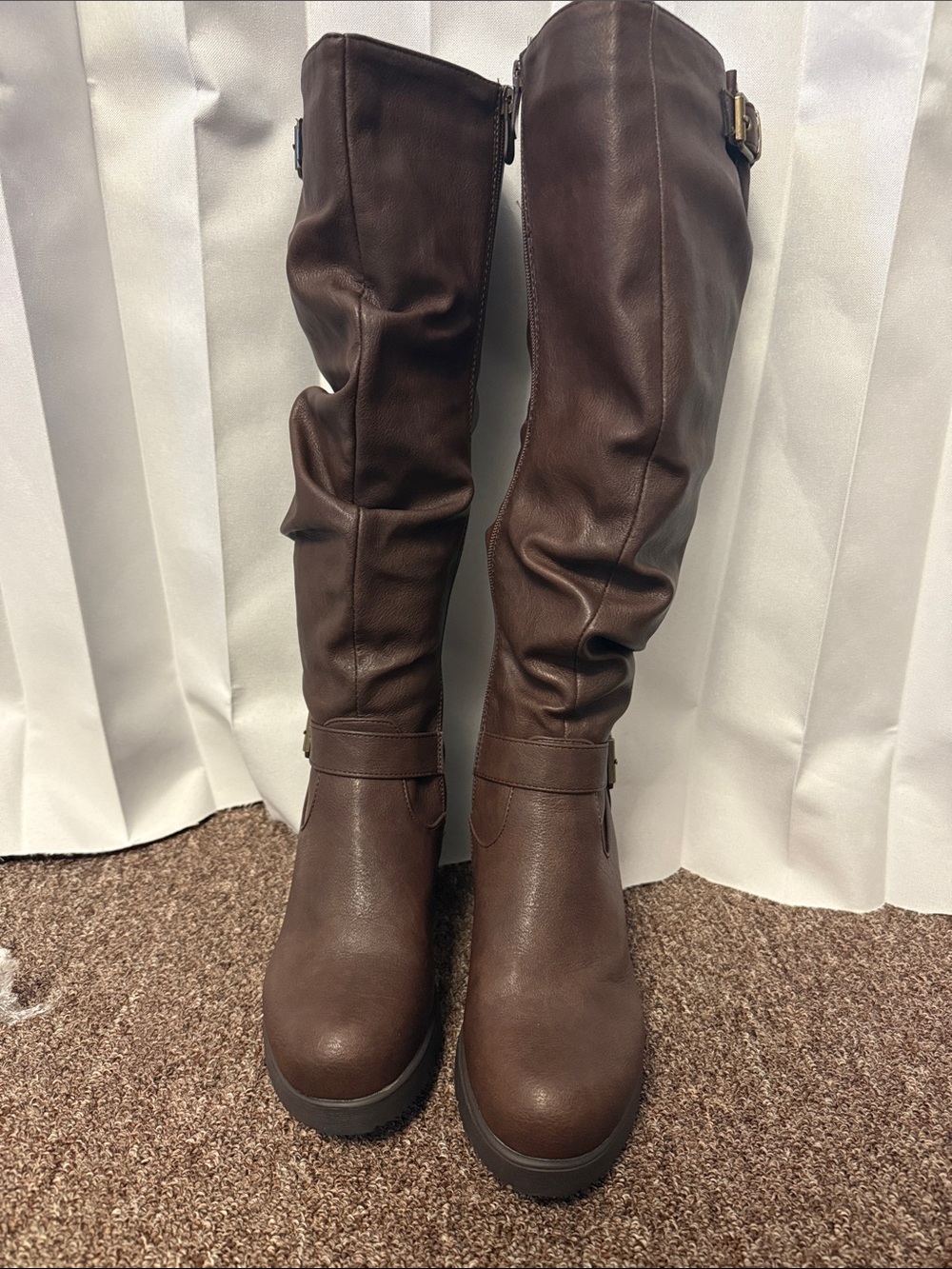 Dream Pairs Brown Over-the-Knee Slouch Riding Boots